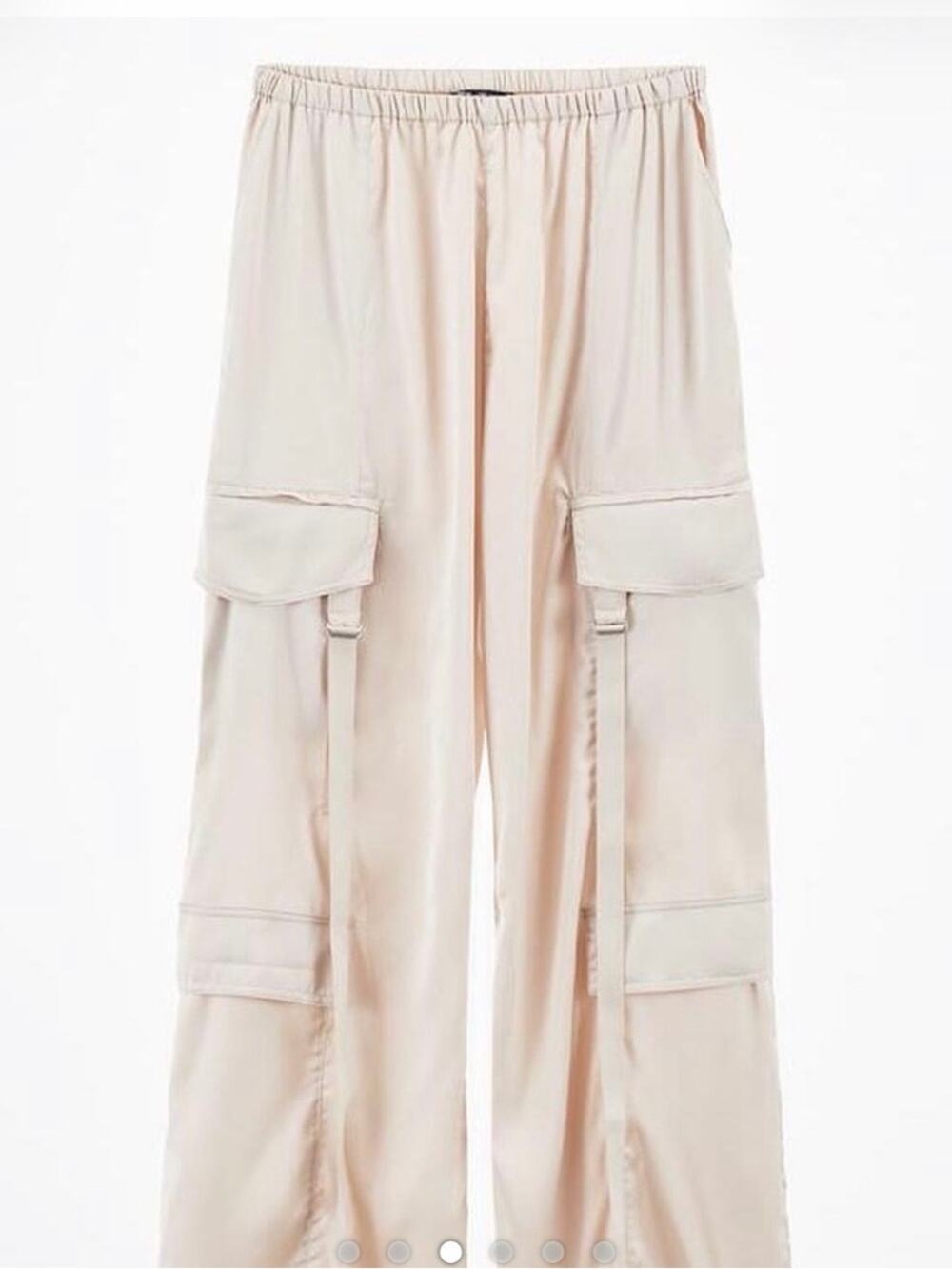 Zara Light Beige Wide-Leg Cargo Trousers